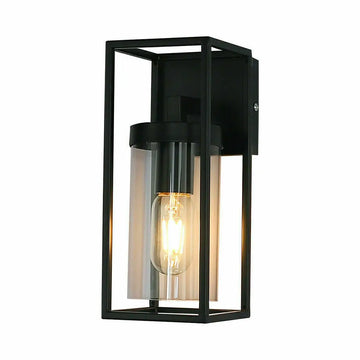 Rectangular Outdoor Glass Wall Light Clear Metal Waterproof Garden Wall Lamp jorunhe.com